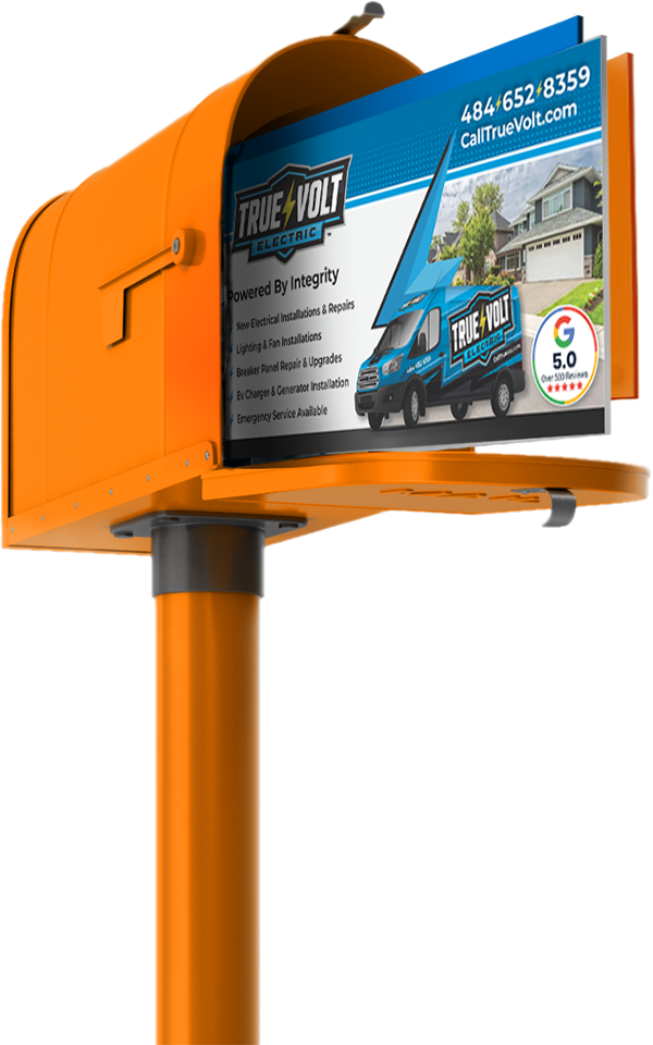 Mailbox filled with HVAC direct mail products