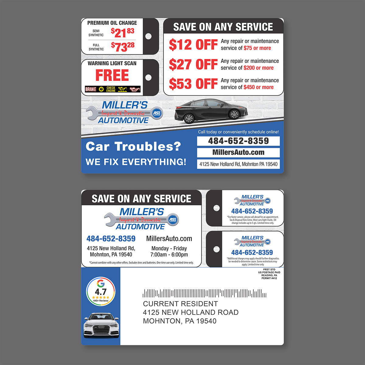 Small Plastic Postcard for Auto Shops