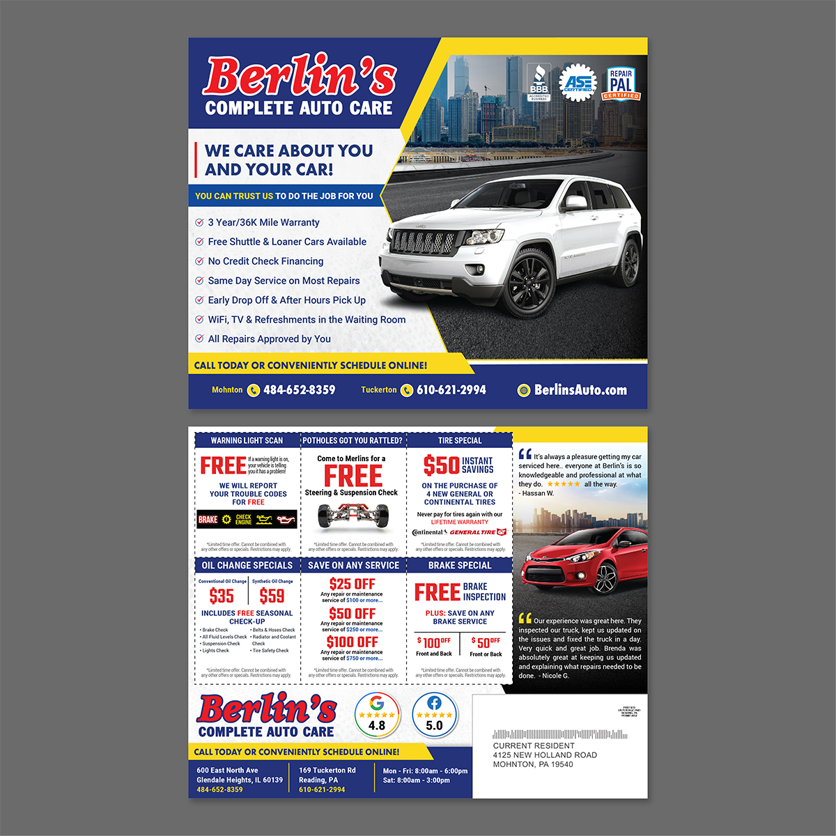 Jumbo Automotive Postcard Mailer