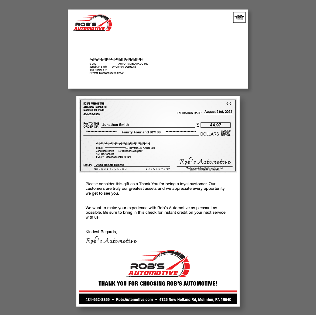 Automotive DIrect Mail Letter