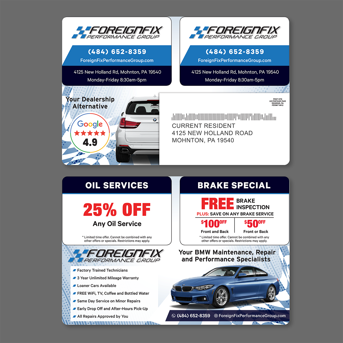 Medium Plastic Postcard for Specialty Auto Shops