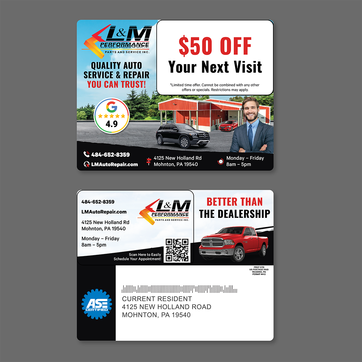 Automotive Small Plastic Postcard Mailer