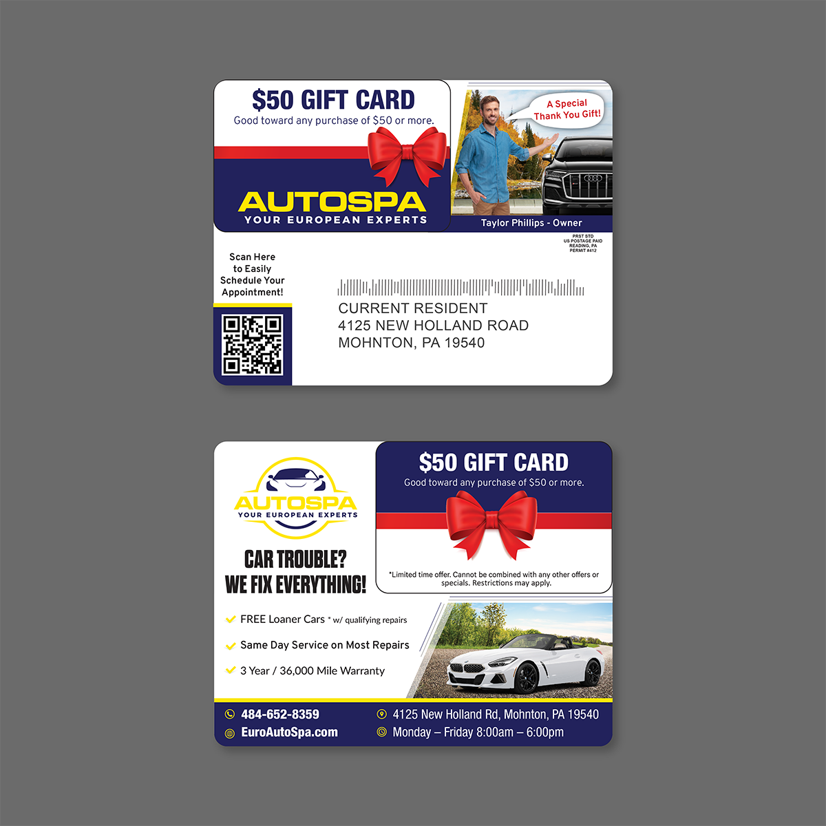 Small Specialty Automotive Plastic Postcard